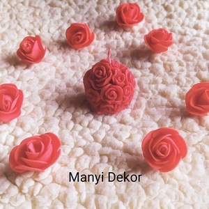 Illatos, rózsa gömb gyertya, Valentin napra - otthon & életmód - gyertya, illat, aroma - gyertya - Meska.hu