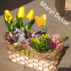 Húsvéti kosár, asztaldísz - otthon & életmód - dekoráció - asztal és polc dekoráció - asztaldísz - Meska.hu