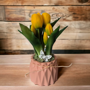 Tulipán kaspóban  sárga, Otthon & Lakás, Dekoráció, Asztal és polc dekoráció, Asztaldísz, , MESKA