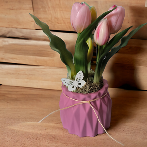 Tulipán kaspóban  rózsaszín, Otthon & Lakás, Dekoráció, Asztal és polc dekoráció, Asztaldísz, , MESKA