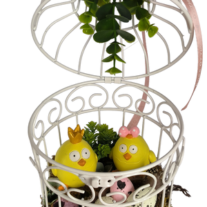 Csibék kalitkában tavaszi dekoráció - otthon & életmód - dekoráció - asztal és polc dekoráció - asztaldísz - Meska.hu