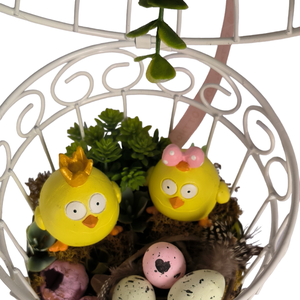 Csibék kalitkában tavaszi dekoráció - otthon & életmód - dekoráció - asztal és polc dekoráció - asztaldísz - Meska.hu