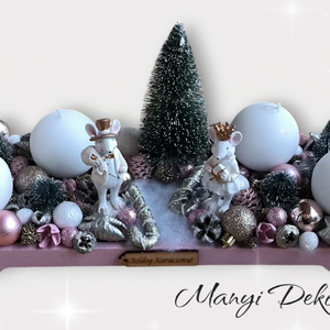 Egérpár adventi tál - karácsony - adventi díszek - adventi gyertyadíszek és koszorúdíszek - Meska.hu
