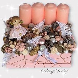Angyalkás adventi box - karácsony - adventi díszek - adventi gyertyadíszek és koszorúdíszek - Meska.hu