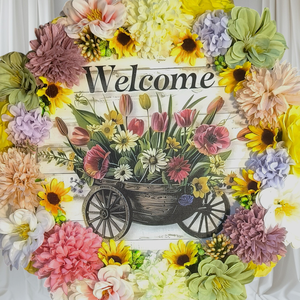 Welcome tavaszi kopogtató, Otthon & Életmód, Dekoráció, Ajtó- és ablak dekoráció, Ajtódísz & Kopogtató, Mindenmás, MESKA