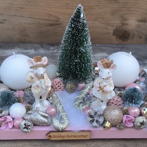 Egérpár adventi tál - karácsony - adventi díszek - adventi gyertyadíszek és koszorúdíszek - Meska.hu