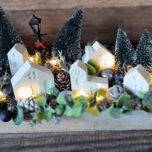 Téli falu  adventi dekoráció - karácsony - adventi díszek - adventi asztaldísz - Meska.hu