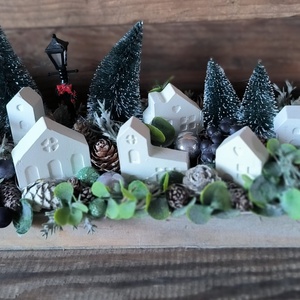 Téli falu  adventi dekoráció, Karácsony, Adventi díszek, Adventi asztaldísz, , MESKA