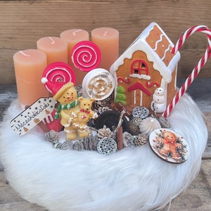 Mézeskalács falu adventi koszorú - karácsony - adventi díszek - adventi gyertyadíszek és koszorúdíszek - Meska.hu