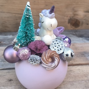 Unikornis fenyővel  lila, Karácsony, Adventi díszek, Adventi asztaldísz, , MESKA