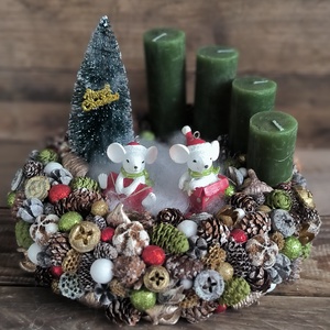 Egérkék karácsonya adventi, Karácsony, Adventi díszek, Adventi asztaldísz, , MESKA