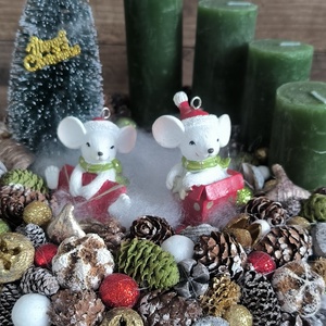 Egérkék karácsonya adventi - karácsony - adventi díszek - adventi asztaldísz - Meska.hu