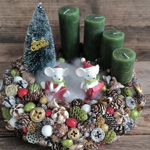 Egérkék karácsonya adventi - karácsony - adventi díszek - adventi asztaldísz - Meska.hu