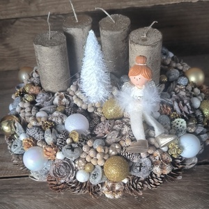 Angyalkás adventi, Karácsony, Adventi díszek, Adventi asztaldísz, , MESKA