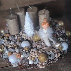 Angyalkás adventi - karácsony - adventi díszek - adventi asztaldísz - Meska.hu