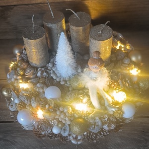 Angyalkás adventi - karácsony - adventi díszek - adventi asztaldísz - Meska.hu