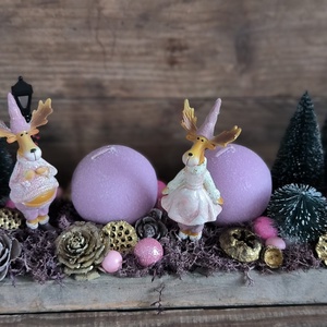 Szarvas pár adventi tál, Karácsony, Adventi díszek, Adventi asztaldísz, , MESKA