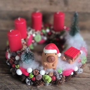 Kapibara adveni koszorú - karácsony - adventi díszek - adventi asztaldísz - Meska.hu