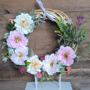 Virágos tavaszi kopogtató, Otthon & Életmód, Dekoráció, Ajtó- és ablak dekoráció, Ajtódísz & Kopogtató, , MESKA