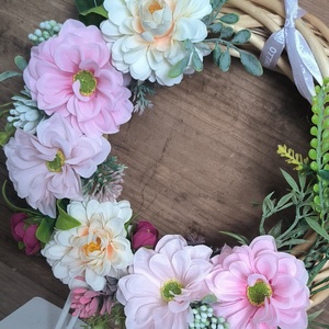 Virágos tavaszi kopogtató - otthon & életmód - dekoráció - ajtó- és ablak dekoráció - ajtódísz & kopogtató - Meska.hu