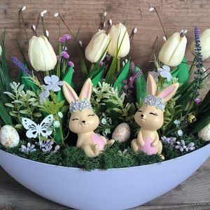 Húsvéti nyuszis csónakdísz - ünnepi díszek, dekorációk - húsvéti díszek és dekorációk - húsvéti asztaldíszek - Meska.hu