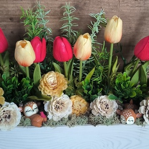 Alvó őzikék tavaszi ládika, Otthon & Életmód, Dekoráció, Asztal és polc dekoráció, Asztaldísz, , MESKA