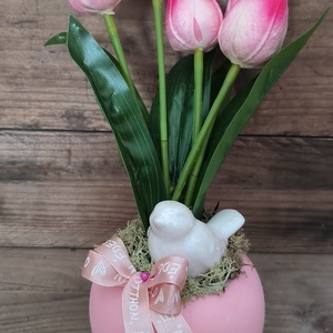 Madárkás tavaszi dísz � rózsaszín, Otthon & Életmód, Virágdekoráció, Virágdíszek, Virágdísz kaspóban, , MESKA