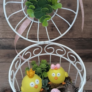 Csibék kalitkában tavaszi dekoráció, Otthon & Életmód, Dekoráció, Asztal és polc dekoráció, Asztaldísz, , MESKA