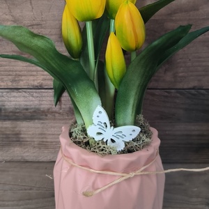 Tulipán kaspóban � sárga - Meska.hu