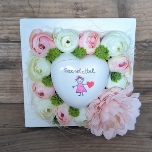 Szeretettel � szív virágos keretben - Meska.hu