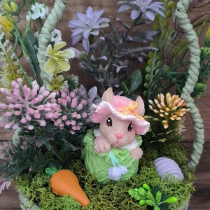 Tavaszi nyuszis kosár - szürke - otthon & életmód - dekoráció - húsvéti asztaldíszek - Meska.hu