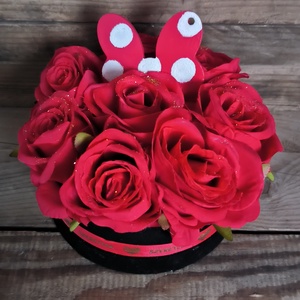 Minnie egér rózsabox - otthon & életmód - virágdekoráció - virágok - virágbox - Meska.hu