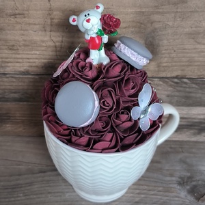 Valentin napi bögrés dísz - otthon & életmód - virágdekoráció - virágdíszek - asztali virágdísz - Meska.hu