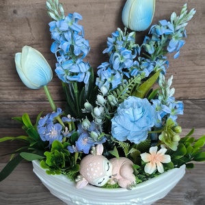 Kék tavaszi őzike dekoráció - otthon & életmód - dekoráció - húsvéti asztaldíszek - Meska.hu