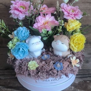  Duci cicák a virágok között , Otthon & Életmód, Dekoráció, Asztal és polc dekoráció, Asztaldísz, , MESKA