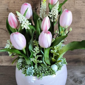 Tulipán gyöngyházfényű VZS kaspóban - otthon & életmód - virágdekoráció - virágdíszek - asztali virágdísz - Meska.hu