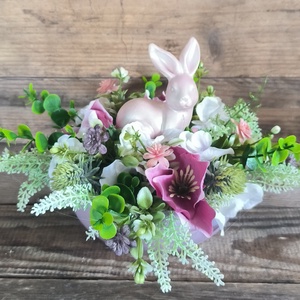 Nyuszi gyöngyház kaspóban  - Meska.hu