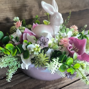 Nyuszi gyöngyház kaspóban  - esküvő - dekoráció - asztaldísz - Meska.hu