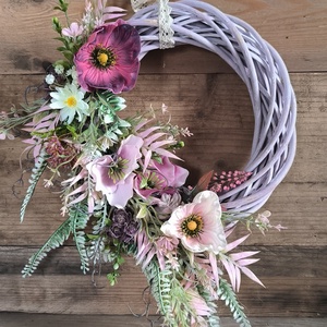 Tavaszi kopogtató, lila, Otthon & Életmód, Dekoráció, Ajtó- és ablak dekoráció, Ajtódísz & Kopogtató, , MESKA