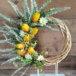 Tavaszi tulipános ajtódísz � 25 cm-es vessző alapon  - Meska.hu