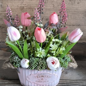  Tavaszi dekoráció bádog kaspóban - Meska.hu