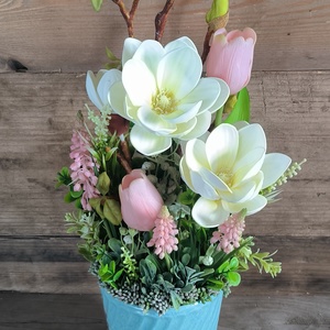 Krém magnólia gyöngyház kaspóban - otthon & életmód - dekoráció - asztal és polc dekoráció - asztaldísz - Meska.hu