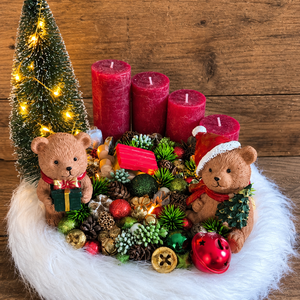 Macis adventi koszorú, világítással � 30 cm - Meska.hu