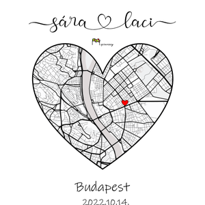 TE és ÉN, egyedi ajándék, térkép, ajándék, love, szerelem, love, a mi történetünk, randi, valentin nap - művészet - grafika & illusztráció - digitális - Meska.hu