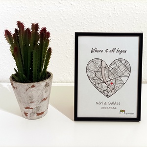 Ahol minden elkezdődött, egyedi ajándék, térkép, ajándék, love, szerelem, a mi történetünk, randi, valentin nap, Művészet, Grafika & Illusztráció, Digitális, Fotó, grafika, rajz, illusztráció, MESKA