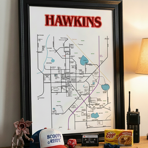 Hawkins Térkép - Stranger Things Falikép - Meska.hu