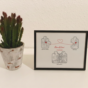 Puzzle love, egyedi ajándék, térkép, évforduló ajándék, első találkozás, szerelem, a mi történetünk, randi, valentin - Meska.hu