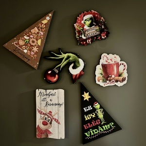 Karácsonyi mintás hűtőmágnes (Grincs, mézeskalács, rénszarvas mintával) - Meska.hu