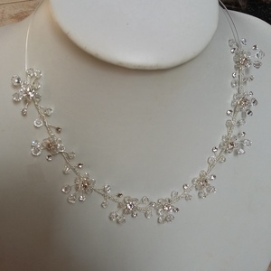 Swarovski kristályos  , fűzött , víztiszta menyasszonyi lánc. - esküvő - ékszer - nyaklánc - Meska.hu