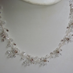 Swarovski kristályos  , fűzött , víztiszta menyasszonyi lánc. - esküvő - ékszer - nyaklánc - Meska.hu